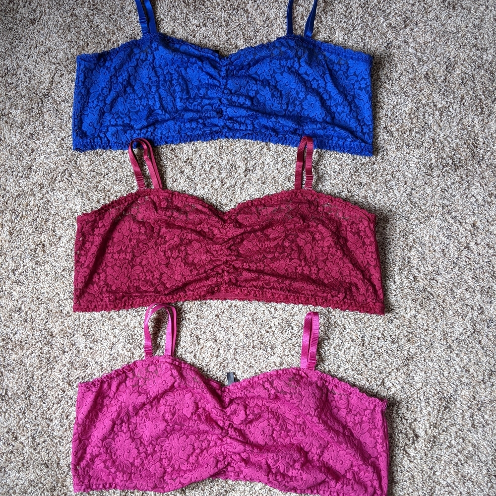 Lot of 3 Torrid Lace Bandeau Bralettes Strapless 5